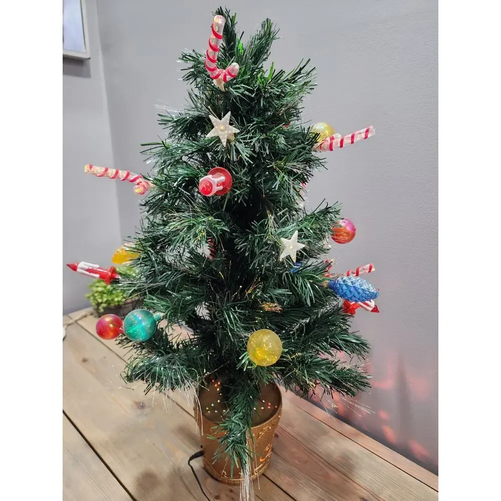 Vintage Fiber Optic Christmas Tree 30” Indoor Table Top